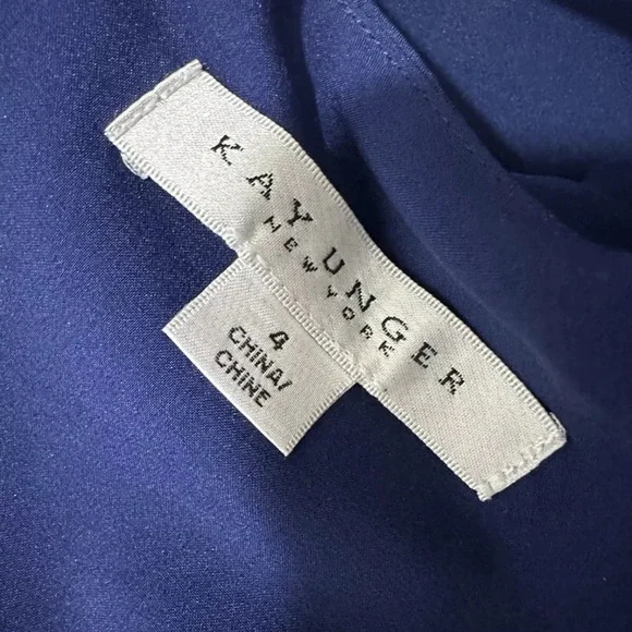 NWT KAY UNGER Sz 4 Navy Long Balloon Sleeve Full-Length Formal Sheath Dress - Picture 9 of 16